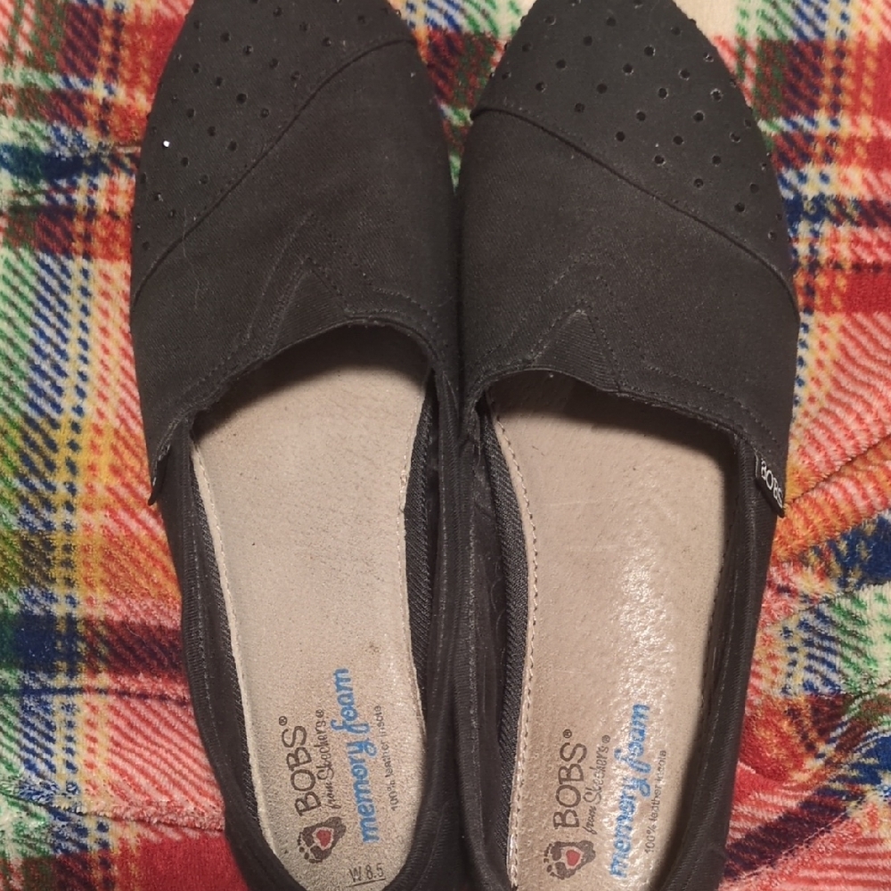 BOBS from Skechers Black Perforated Flats